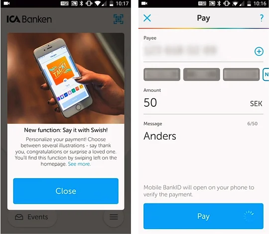 Swish's mobile payments app